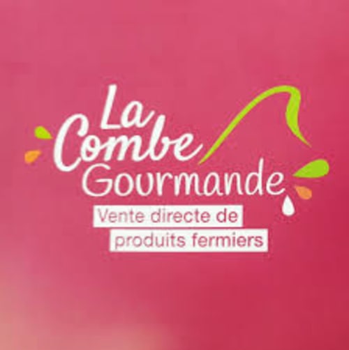 Logo de la boutique La Combe Gourmande avec fond rose, Chamrousse