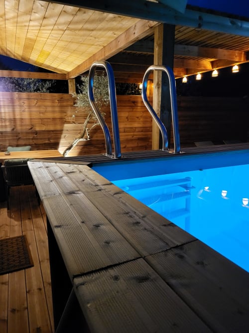 piscine chauffée nuit magique l'Olive sacrée love room Provence Cabannes France
