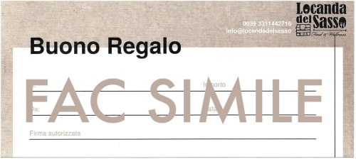 Geschenkgutschein-Vorlage der Locanda del Sasso für Hotelaufenthalte in Crodo, Italien