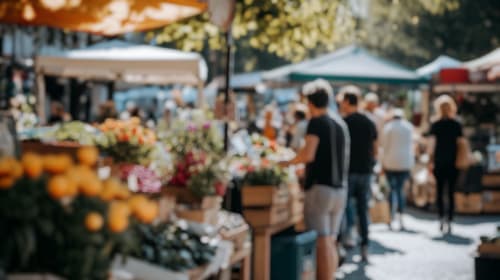 Marché ,fleurs,Produits régionales,Dégustation