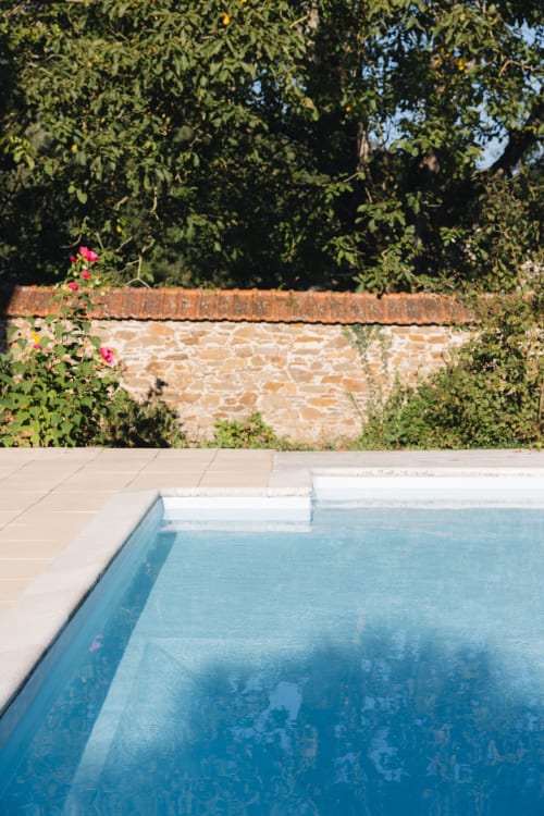 Piscine aux eaux cristallines de La Maison D'olivier, chambre d'hôtes à Mesnard la Barotière, France