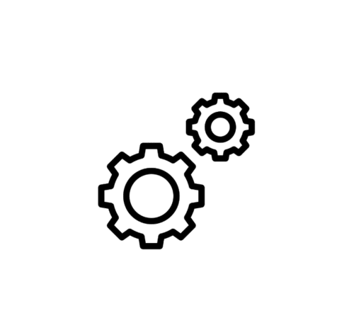 Two interlocking gears icon representing settings or operations at Agorà Calamandrana hotel