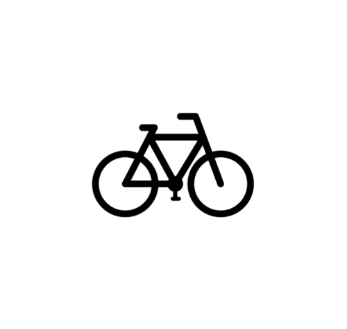 Black bicycle icon representing cycling transportation near Agorà Calamandrana hotel in Italy