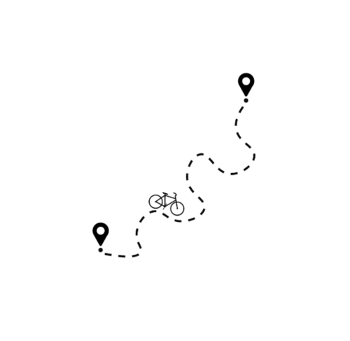 Bike route map showing cycling path between two locations near Calamandrana hotel