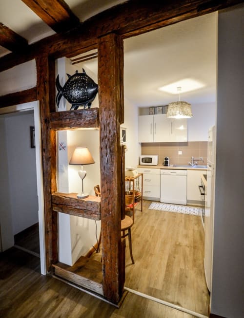 Cuisine équipée moderne du gîte Fleurs de Coton à Riquewihr