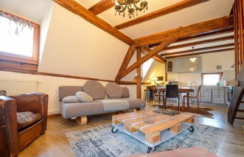 Salon raffiné du gîte Les Géraniums à Riquewihr