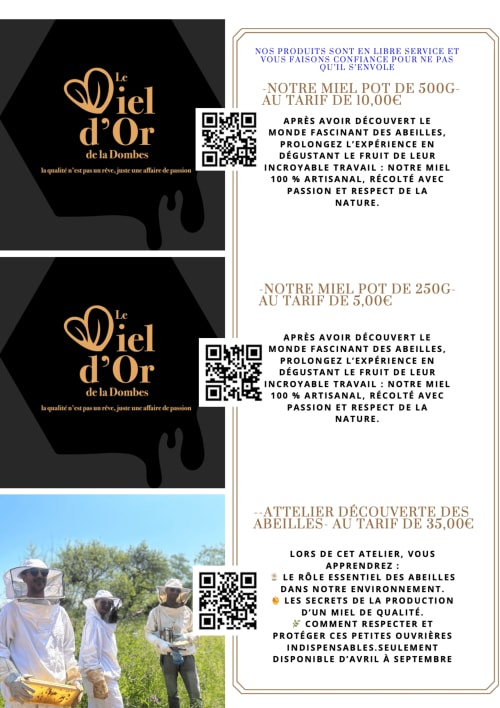 Expérience apicole Le Miel d'Or et menu des produits de miel au Domaine de la Dombes