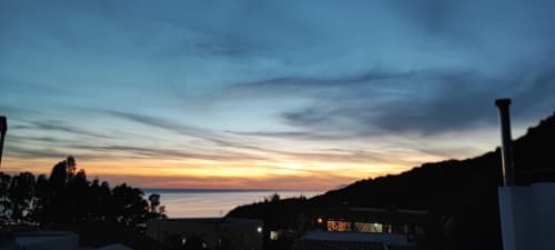 Tramonto sul Mar Tirreno visto dall'Hotel Principe di Rinella a Rinella, Sicilia