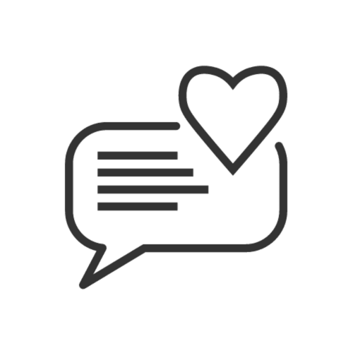 Speech bubble with heart icon representing guest feedback and reviews at Treviso Stays hotel