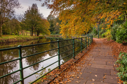 Bridge Street Apartments | River | Walkway | Autumn | Trees | Plants