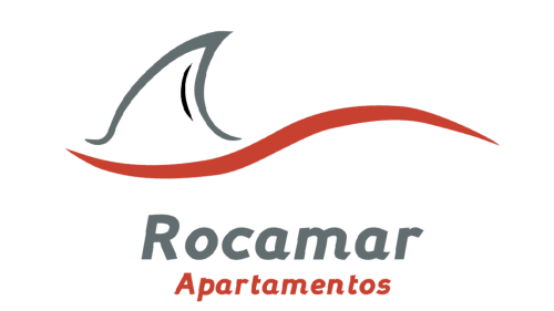Logo de Rocamar Apartamentos con diseño estilizado de ojo y ola, Santa Cruz de la Palma