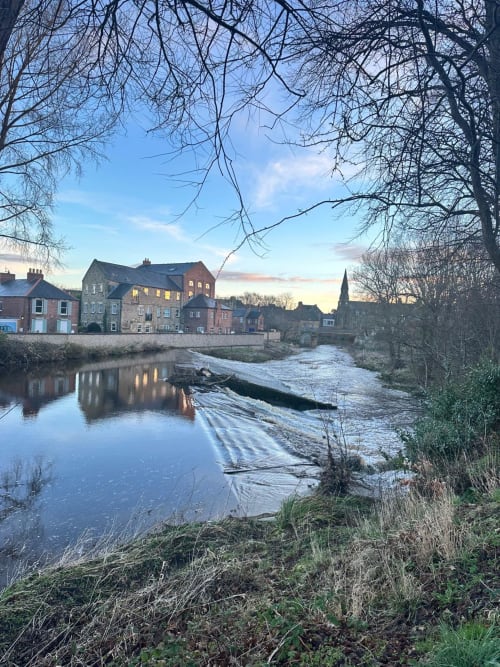 Northumberland Stays | Bridge Street Apartment | River | Buildings | Trees | Grass
