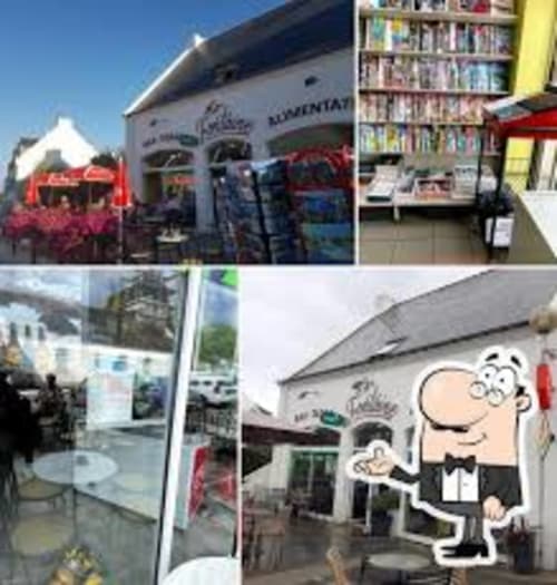 Complexe hôtelier Loc'Maria à Belle Île en Mer avec bibliothèque, piscine et mascotte cartoon
