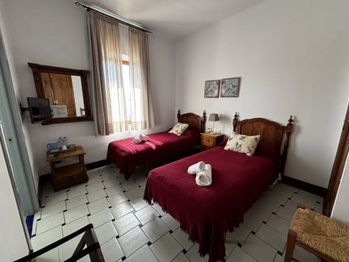 Habitación doble con camas individuales en Hotel Entreolivos.