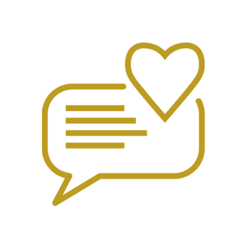 Heart speech bubble icon representing guest testimonials for Navigli Affittacamere BnB in Rozzano