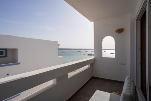 Balcón del estudio Luna con vistas al Mar Mediterráneo en Formentera Especial, La Savina