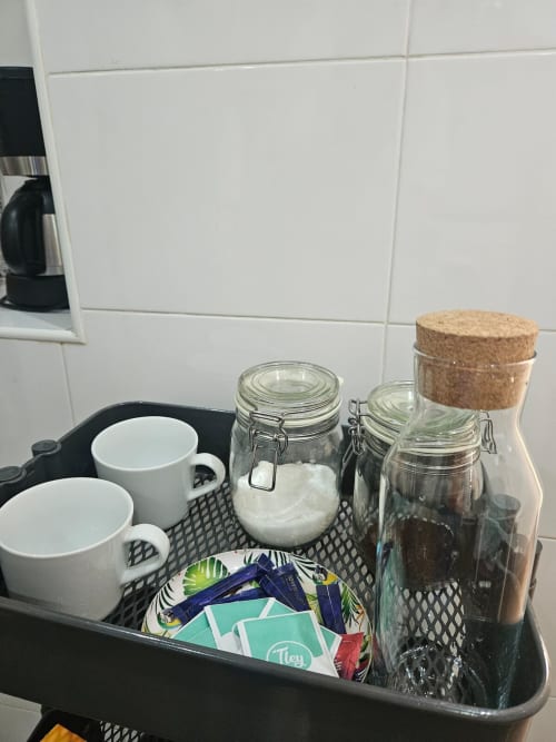 Coffee making with cups | Modern Comfort in the Bustling City Center