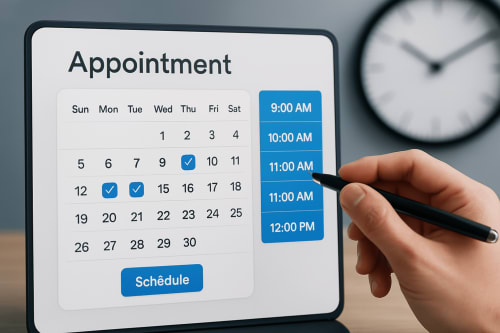 Interface de réservation de séjour pour la location Locmaria Belle Île en Mer avec calendrier et créneaux horaires