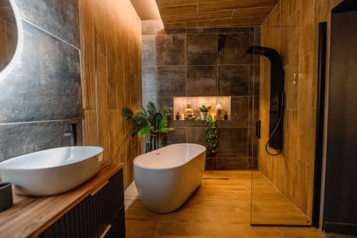 love room luxe salle de bain double vasque  baignoire  douche à l'italienne 