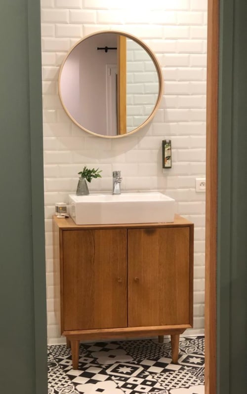 salle de bain chambre double standard vintage carreaux metro design 