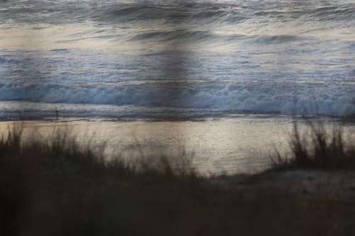 Vagues de plage et oyats aux Logis d'Argent, Mimizan, France