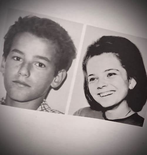 Two vintage black and white portrait photos from mid-20th century at Domaine de l'Ocrerie B&B, Pourrain, France