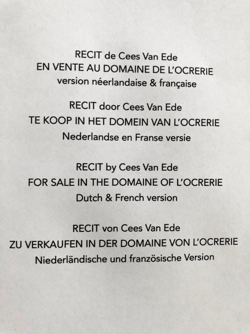 Title page for Cees Van Ede recipe book, Domaine de l'Ocrerie, Pourrain, French and Dutch versions