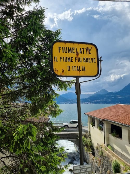 Fiumelatte the shortest river in Italy with its Liberty style sign