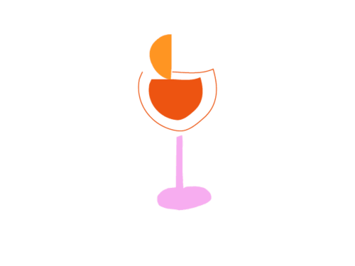 Cocktail con liquore arancione e calice a stelo rosa presso l'hotel La Conciergerie Capri