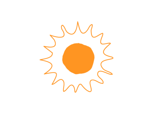 Icona di sole arancione brillante che rappresenta il clima soleggiato di Capri presso l'hotel La Conciergerie Capri