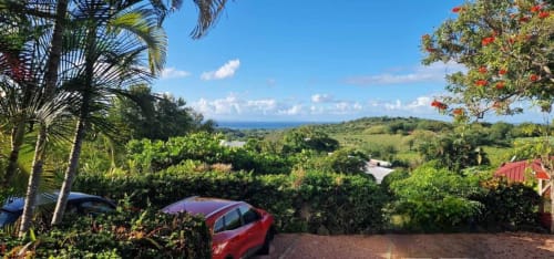 Vue des bungalows sur la mer des Caraïbes 