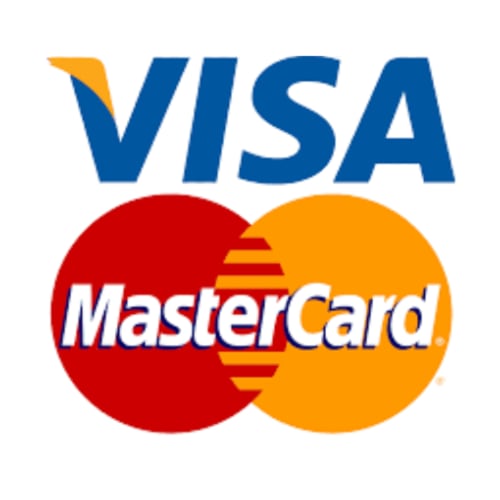 Visa and Mastercard payment logos for Domaine des Piéris B&B in Grandcamp-Maisy, France