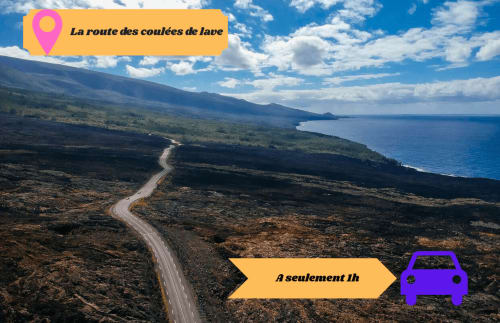 Route côtière pittoresque à travers les champs de lave vers l'océan, Saint-Pierre, La Réunion - 1h de route de l'Hôtel le soleil couchant