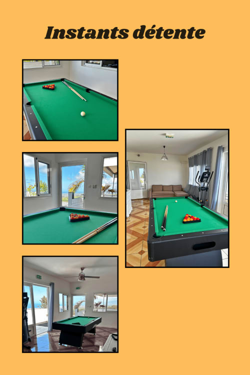 Tables de billard à l'Hôtel le soleil couchant à Saint-Pierre, La Réunion - salles de jeux récréatifs