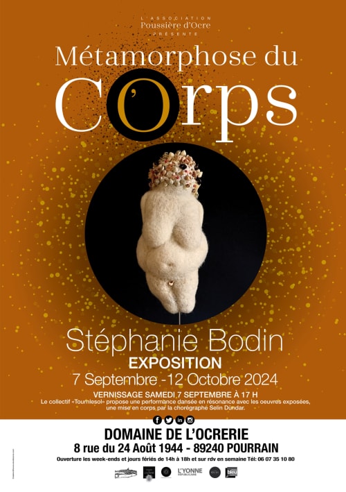 Affiche de l'exposition Stéphanie Bodin au Domaine de l'Ocrerie, Pourrain - Sept-Oct 2024