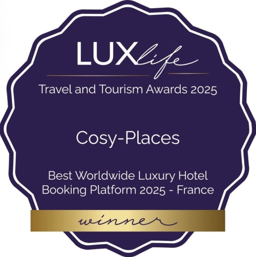 LUX Life Travel Awards 2025 winner badge for Cosy-Places luxury hotel booking platform in France