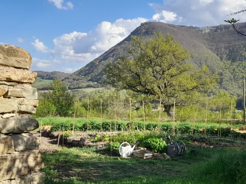 Vegetable garden at L'Amiradou with mountain views in Félines-sur-Rimandoule, France
