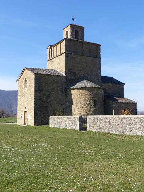 Historic stone church with bell tower at L'Amiradou B&B in Félines-sur-Rimandoule, France