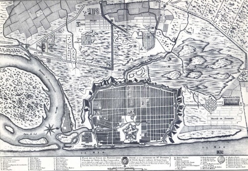 "Ancien plan de Pondichery trouvé à... Pourrain "