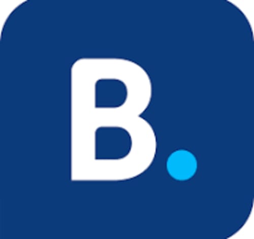 Logo Residenza San Jacopo B&B - quadrato arrotondato blu con lettera B bianca e punto azzurro, Spello Italia