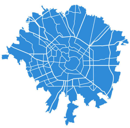 Mappa blu di Milano con i quartieri e le strade, localizzazione della struttura Porta Tosa bed and breakfast