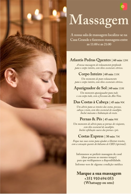 Woman receiving relaxing massage at Villa Várzea massage room in Várzea, Portugal