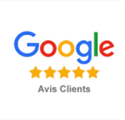 Insigne d'avis clients 5 étoiles Google de l'Hôtel Saint Roch à Saint-Yrieix, France