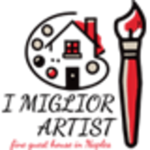 Logo con tavolozza e pennello per I Migliori Artisti, una struttura ricettiva a tema artistico a Napoli