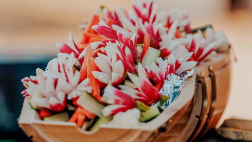 Crudités, вино, почетное на свадьбе в замке Эригойе