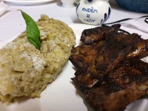 Carne grigliata e risotto al basilico a Villa Vista Lago di Como, Bellano