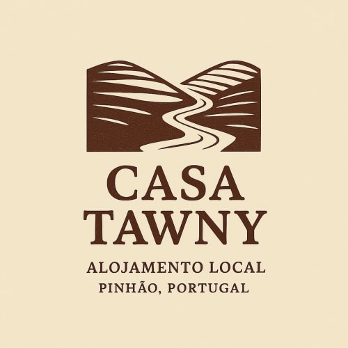 Casa Tawny logo with stylized river through mountains, local accommodation in Pinhão, Portugal