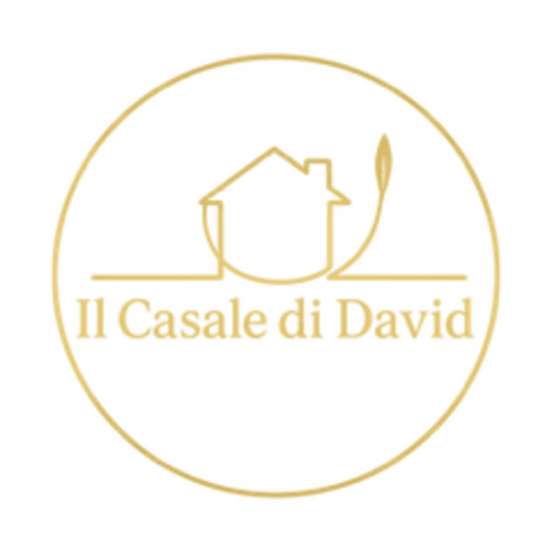 Il Casale di David B&B logo with house icon and olive branch in gold, Pontedera Italy