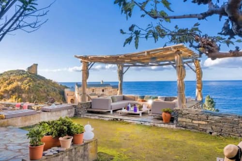 Villa Marion, terrasse panoramique avec vue mer, location vacances en Corse du Nord