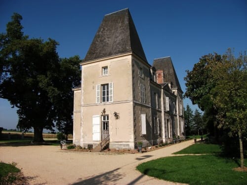 Château de Bellevue, manoir en pierre aux toits pointus, jardins et domaine à Sainte-Cécile, France